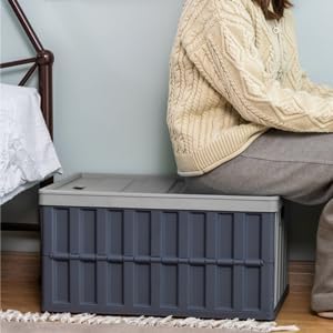 Citylife 64L Collapsible Storage Bins with Lids Plastic Storage Containers for Organizing Stackable Storage Box Large Heavy Duty Utility Crates, 4 Packs