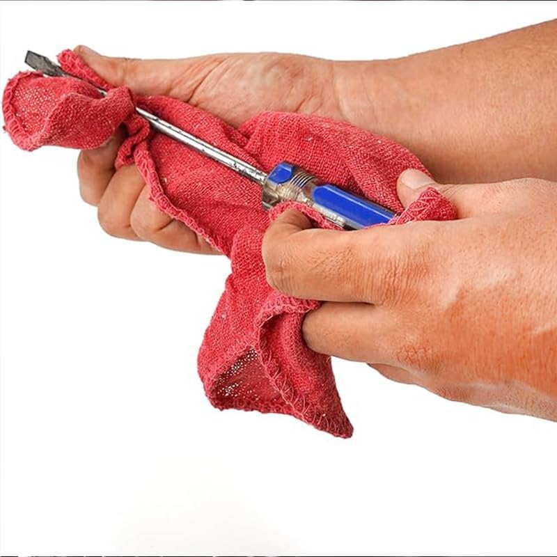 Shop Towels (Red, 2000-Pack) - Bulk Cleaning Towel in a Bag, Mechanic Cotton Wipes for Car Maintenance, Auto Mechanics & Garage, Wipe Grease & Oil, Machine Wash & Reusable