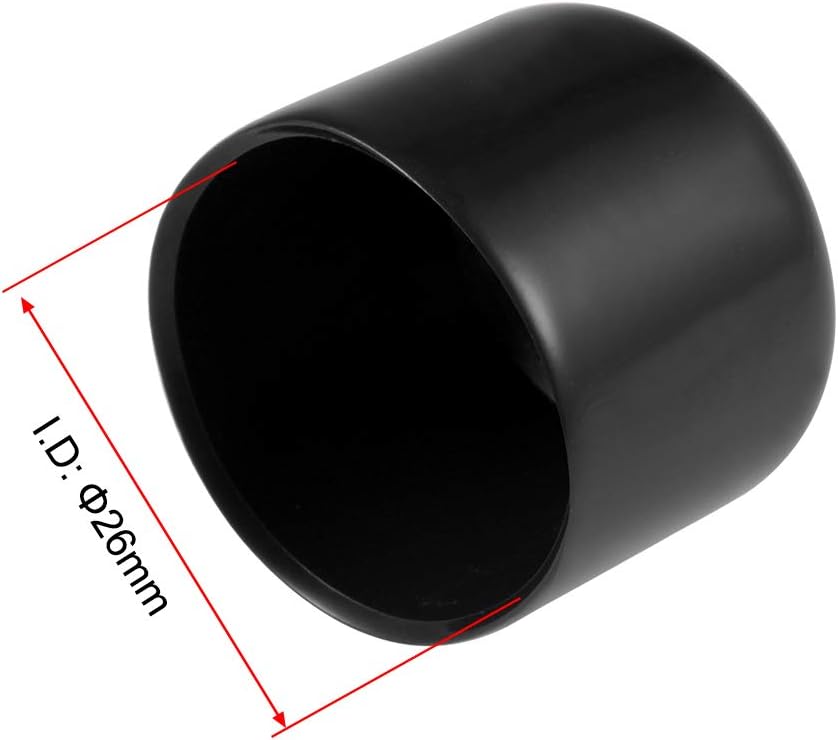 uxcell 20pcs Rubber End Caps 26mm ID Vinyl Round Tube Bolt Cap Cover Thread Protectors Black