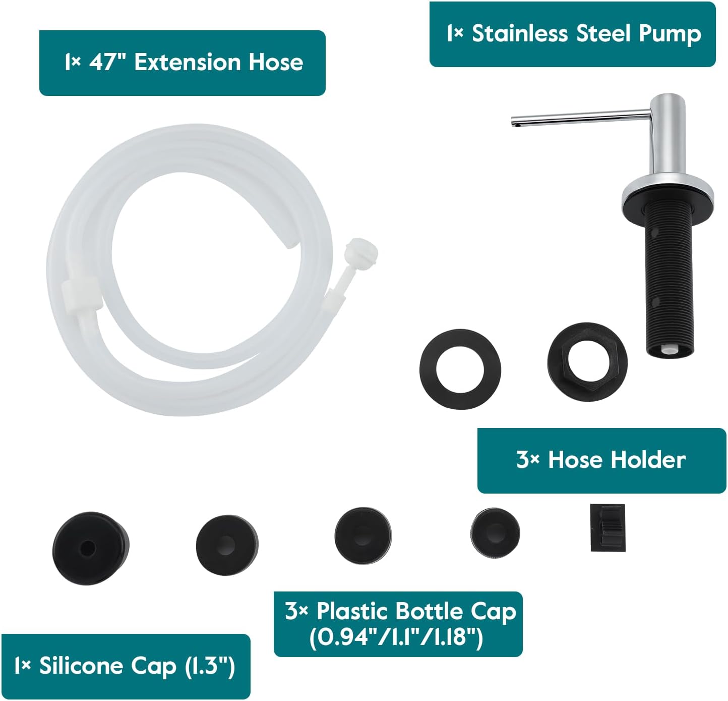 Gappo Soap Dispenser for Kitchen Sink Polished Chrome, Stainless Steel Countertop Pump, Built in Sink Soap Dispenser with 47" Extension Tube kit