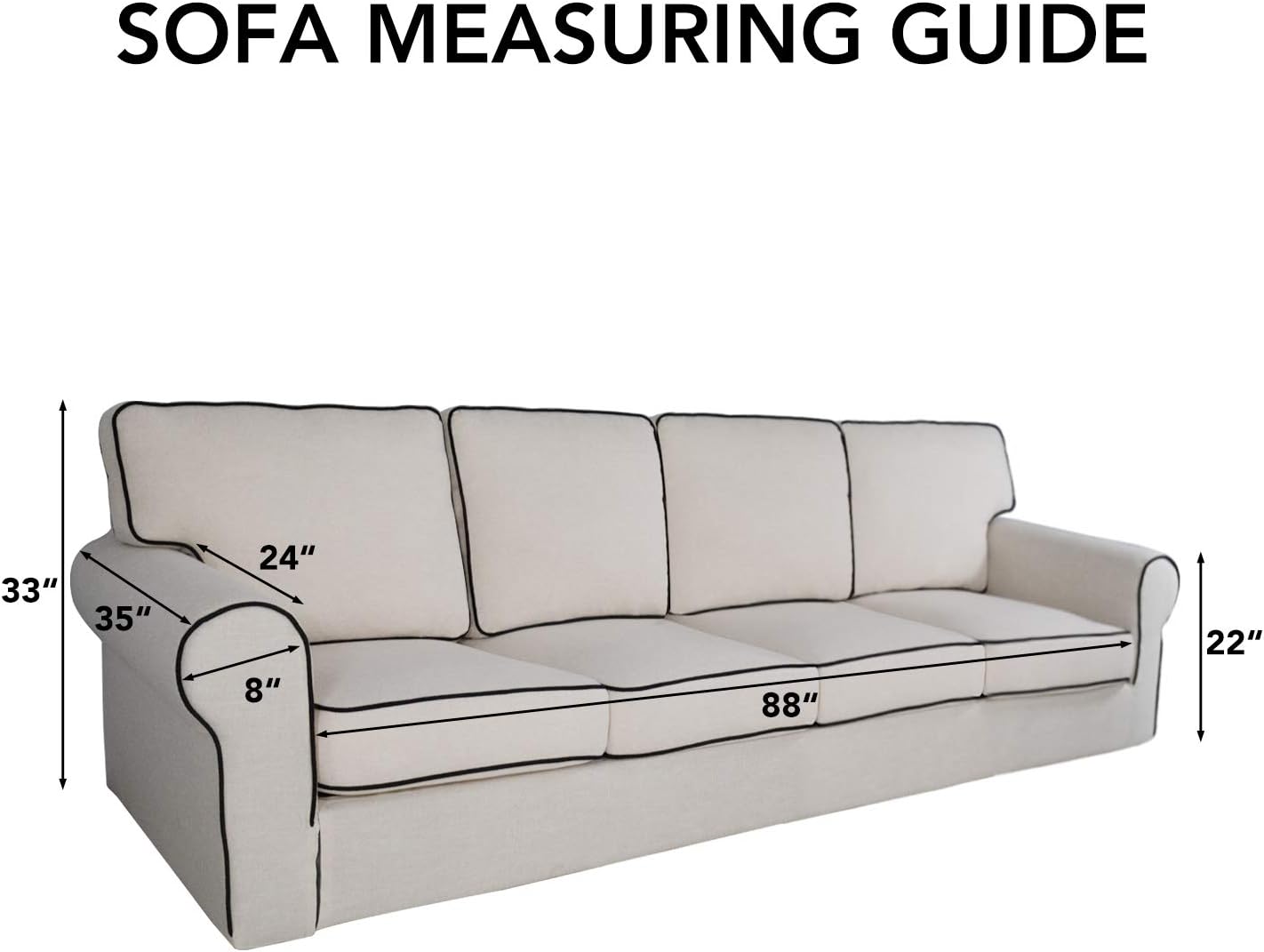 PureFit Reversible Quilted Sofa Cover, Water Resistant Slipcover Furniture Protector, Washable Couch Cover with Non Slip and Elastic Straps for Kids, Dogs, Pets (XX Large, Red/Ivory)