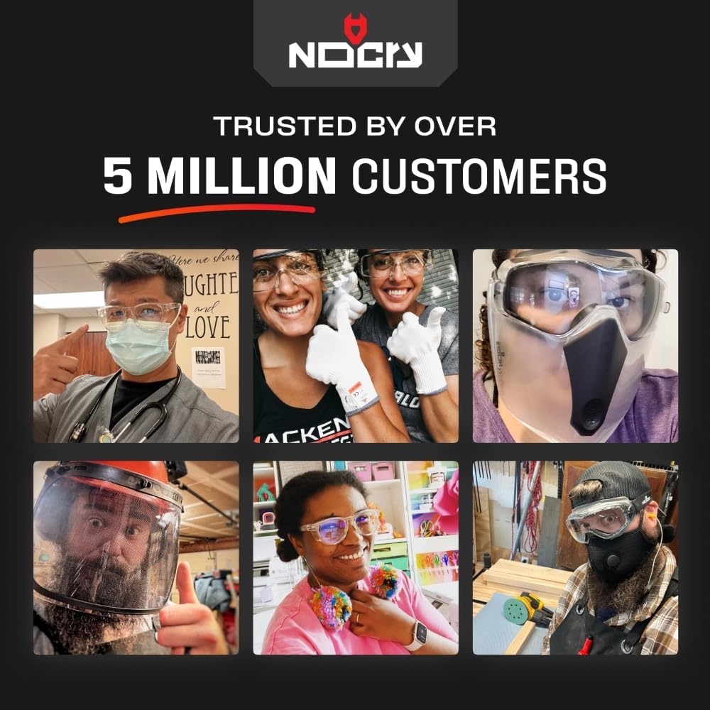 NoCry Safety Face Shield Mask for Work with Premium Anti Fog and Anti Scratch Technology — Durable ANSI Z87.1 Certified Grinding Face Shield with Extreme Impact Resistance