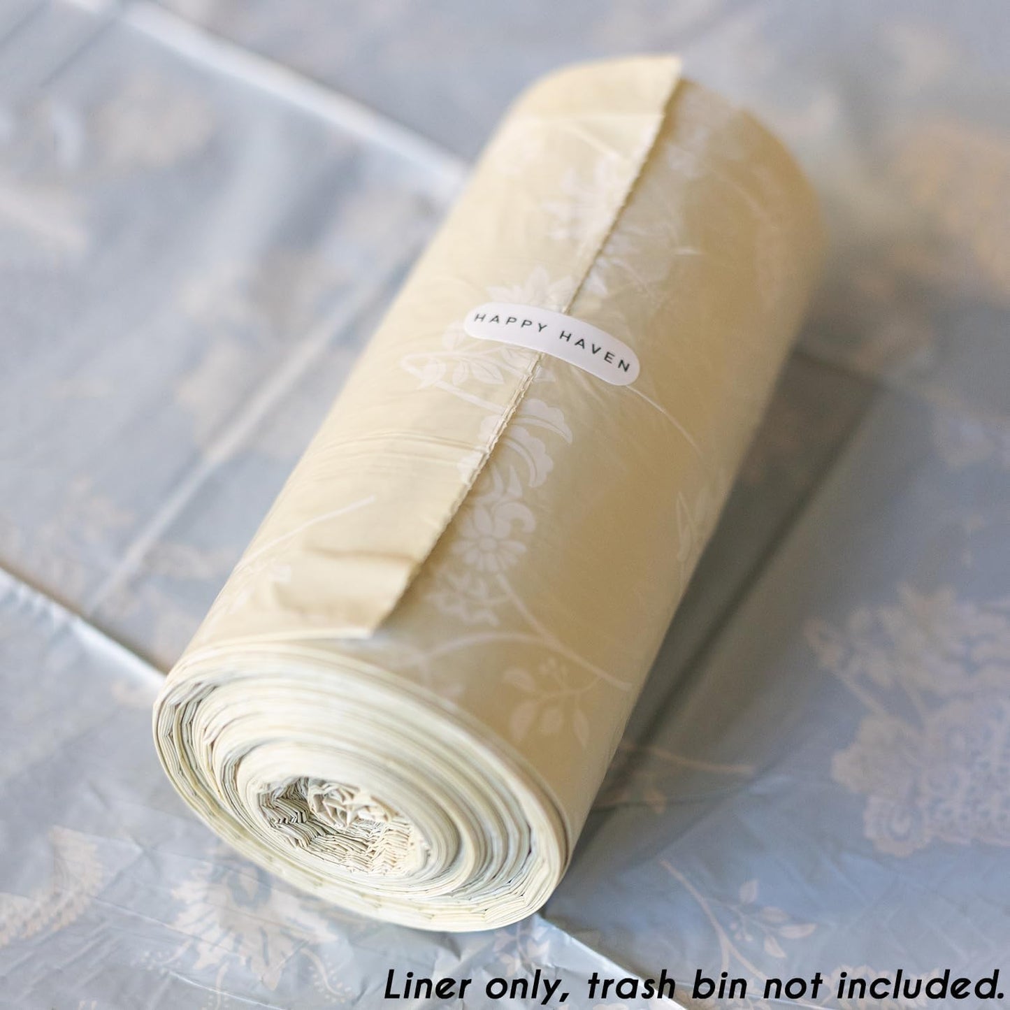 Happy Haven Bathroom Trash Bags for 2,3,4 Gallon Trash Can, Small Garbage Bags - Bedroom & Bathroom, Decorative Cute Wastebasket Liner - 50 Count (Beige Botanical)