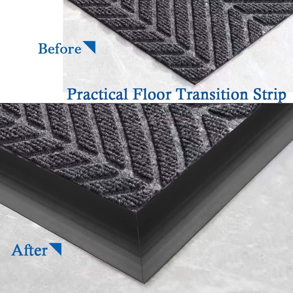 Floor Transition Strip Self Adhesive Carpet & Flooring Transitions Edging Trim Strip PVC Threshold Transitions Suitable for Threshold Height Less Than 5mm (3.3Ft, Black)