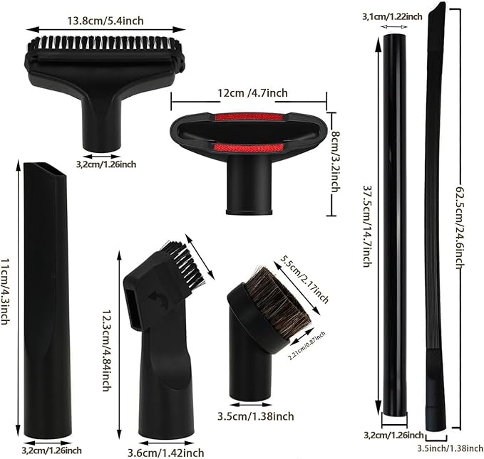 Universal Vacuum Attachments Kit -Shop Vac Attachments 2 1/2" 1 1/4" Vacuum Attachments Cleaners Accessories for Shop Vacuum Cleaner Attachments Brushes for Shop Vac Attachments Set of 11