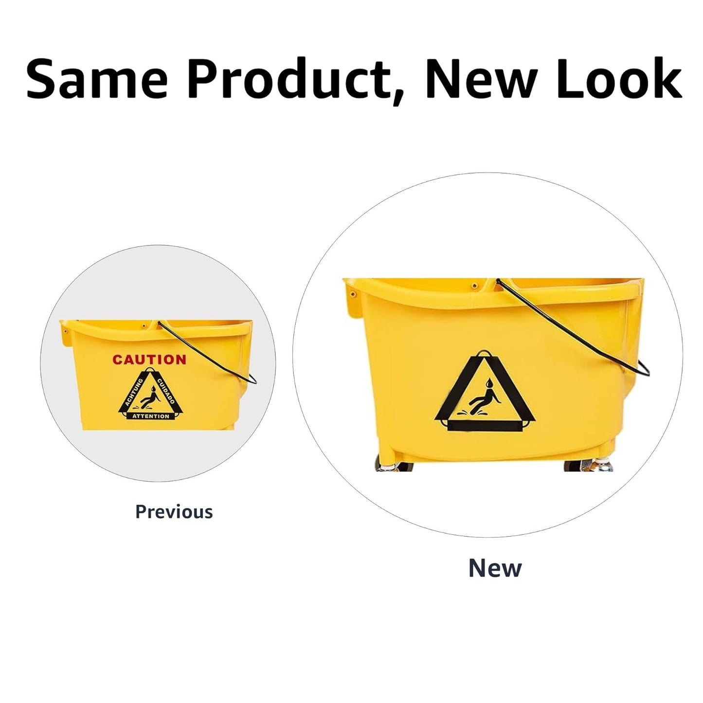 Amazon Basics Rectangular Floor Cleaning Mop Bucket with Sturdy Down Press Wringer Combo, 35-Quart, Yellow (Previously AmazonCommercial brand)