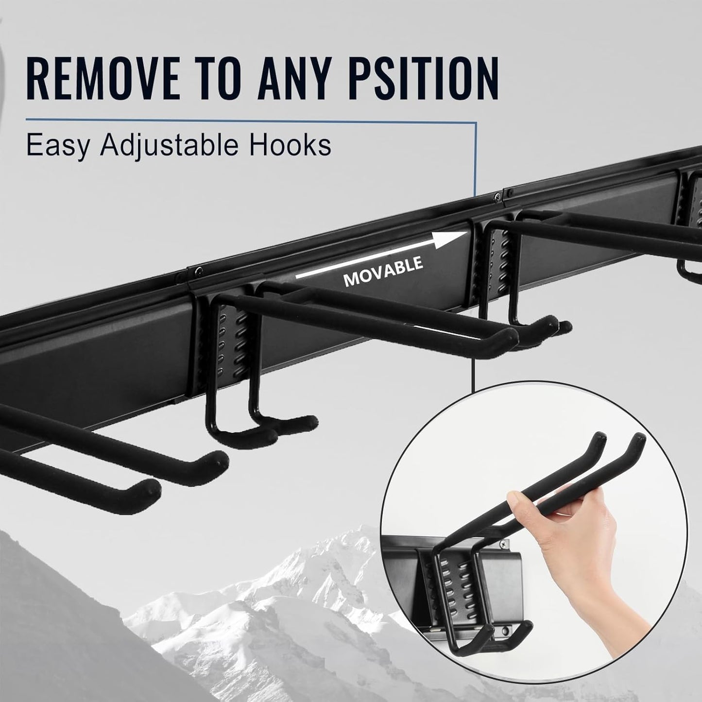 Wall Mount Tool Storage Rack, Heavy Duty Garage Storage Tool Organizer, Garden Tool Wall Hooks and Hangers, Hold Up to 350lbs (Black 6pcs)