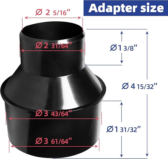 TonGass (Combo Pack) 4" to 2-1/2" Hose Cone Reducer Dust Collection Fitting 4" Flexible Hose Cuff Coupler Blast Gate for Dust Collection Systems with Stainless Steel Clamps
