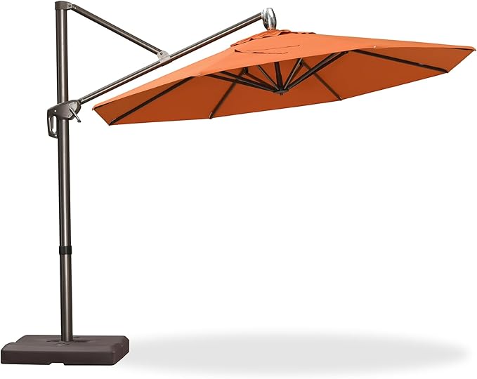 PURPLE LEAF 10FT Cantilever Patio Umbrella with 360-degree Rotation Aluminum Round Outdoor Offset Handing Umbrella for Patio Pool, Burnt Orange
