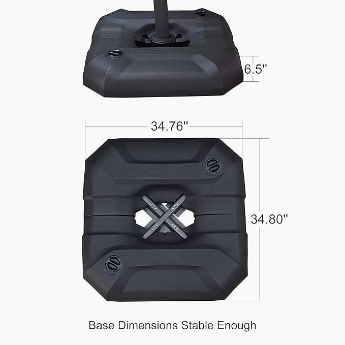 PURPLE LEAF 8 Feet Square Cantilever Umbrella Patio Umbrella with Base Outdoor Umbrella Aluminum Offset with 360-degree Rotation for Garden Deck Pool Patio Light Grey