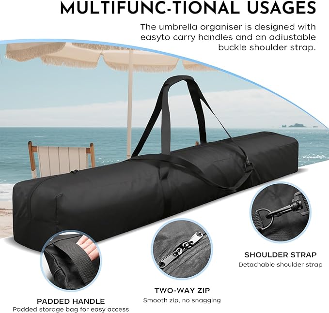 Patio Umbrella Storage Bag 600D upgraded Waterproof Outdoor Hammock Storage Bag Fits for Home Storage Carrying Traveling & More Patio Hammock and Steel Stand Storage Bag 67" Lx 7" Wx 7" H (black)