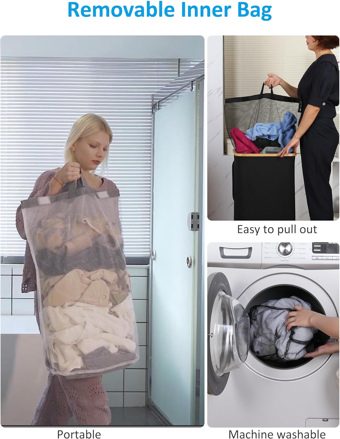 efluky Slim Laundry Basket with Wheels, Narrow Rolling Laundry Hamper with Lid and Removable Bag, Tall Aesthetic Dirty Clothes Hamper on Wheels for Laundry Room, Bedroom, Dorm and Bathroom, 75L Pink