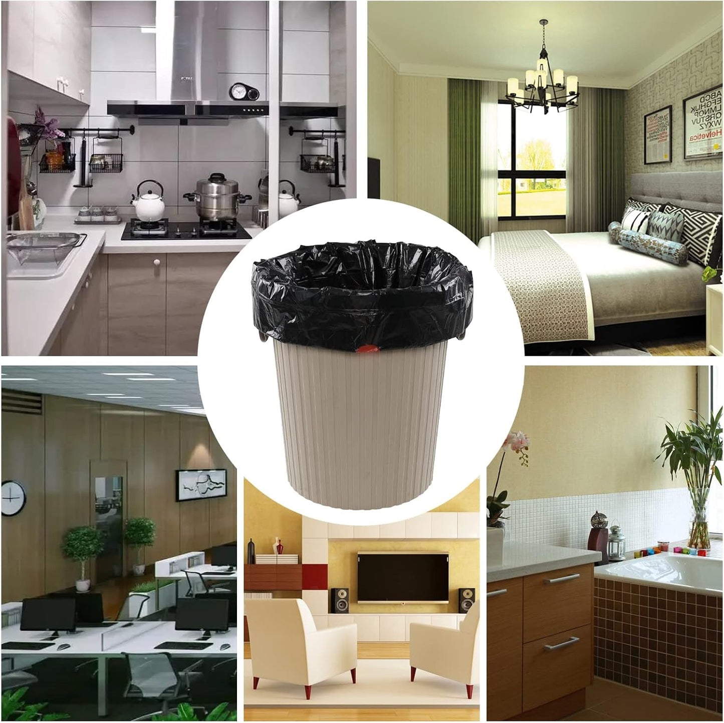 1.5 Gallon Drawstring Trash Bags, Small Black Garbage Bags, 208 Bags