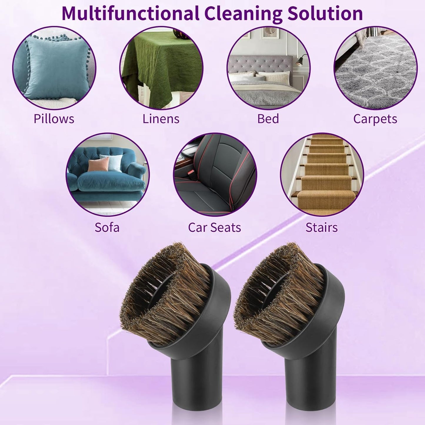 2Pcs 25mm Soft Horsehair Vacuum Dusting Brush, Universal Vacuum Brush Attachments for Shark Vacuum Cleaner and Shop Vac Vacuum and for Most Household Vacuum Cleaners Accessories