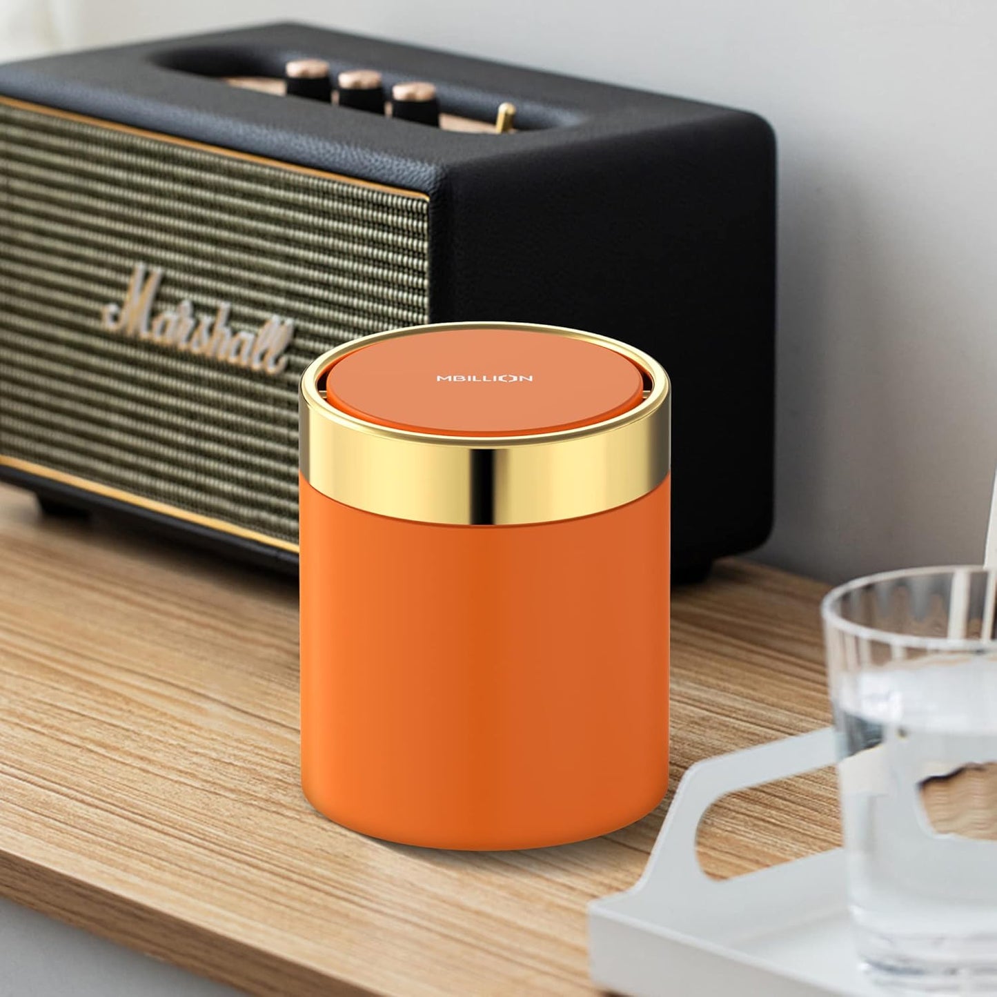 Mini Trash Can with Lid, Desktop Small Trash Can Recycling Bin Cute Metal Garbage Can for Tabletop Countertop Use,Stainless Steel 0.4Gal/1.5L Waste Bin for Office Parlor Car Bedroom,Swing Lid Open