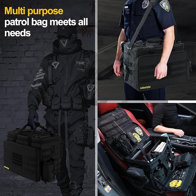 Car Front Seat Organizer | 45L size 17" laptop compatible | Combination Lock file bag | Military Tactical Briefcase | Military Duffle for patrol, Gym, Camping, Hunting, Range | DIY space