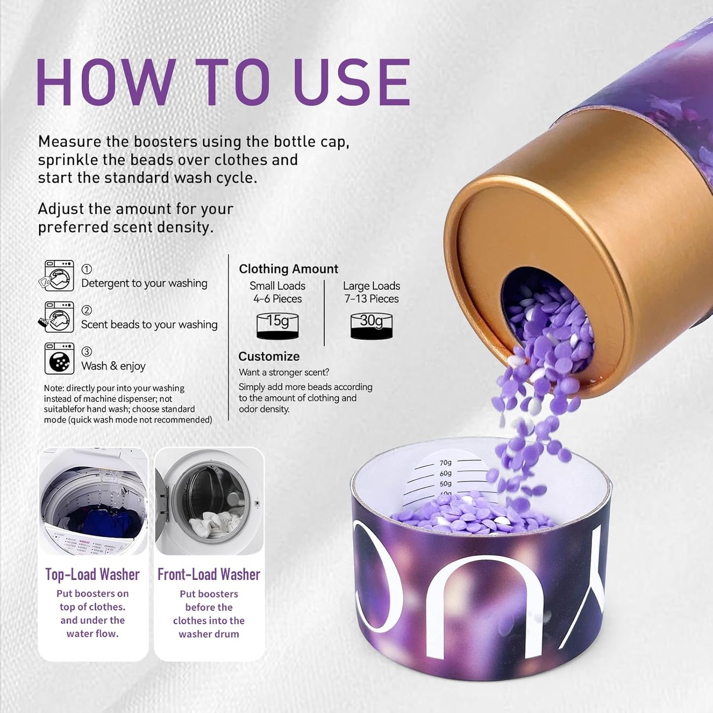 YUCO Scent Beads Laundry Natural,Ultra-Concentrated Two-Color Laundry Beads,Effective Fabric Deodorizer,Soften,Static Free,Microcapsule Tech Scent Lock Fresh Last 12Weeks(Lavender Amberwood,12.6OZ)