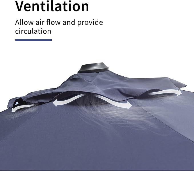 PURPLE LEAF 9' X 11.5' Cantilever Outdoor Rectangle Umbrella Patio Umbrella with Base Offset Umbrella with 360-degree Rotation for Garden Pool Deck Patio Navy Blue