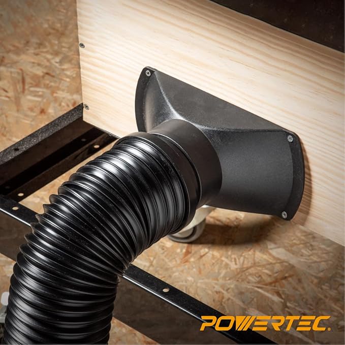 POWERTEC 4'' x 36" Dust Collection Hose, Flexible 4 Inch Dust Collector Hose for Table Saw, Drill Press, Woodworking and Wood Shop Dust Collection System (70128)