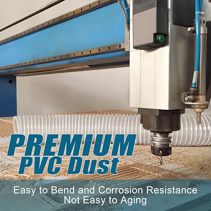 PVC Dust Collection Hose 6" x 5', Flexible Heavy PVC Fume Collection Hose with Carbon Steel Wire Coil for Dust Collection Systems, Woodworking, Workshops