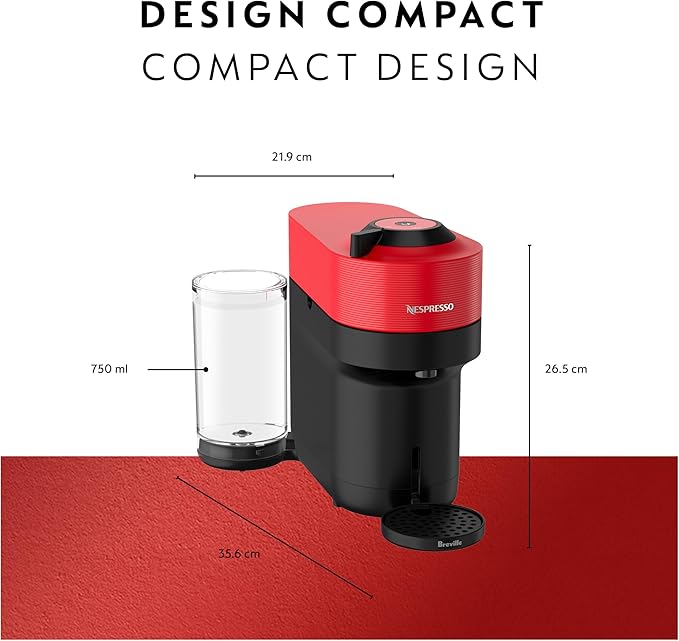 Nespresso Vertuo Pop+ Coffee and Espresso Maker by Breville with Milk Frother, Spicy Red