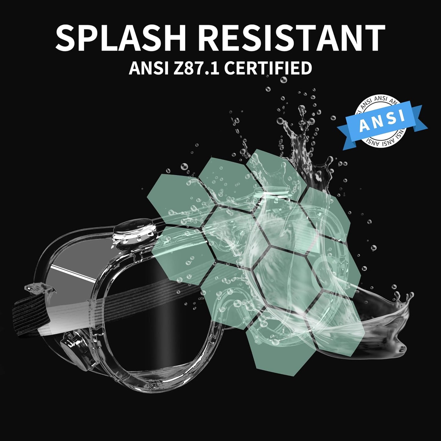 Safety Goggles ANSI Z87.1 - Anti Fog Clear Scratch-Resistant Lens Lab Eye Protection, Over Glasses Goggles (1 Pack)