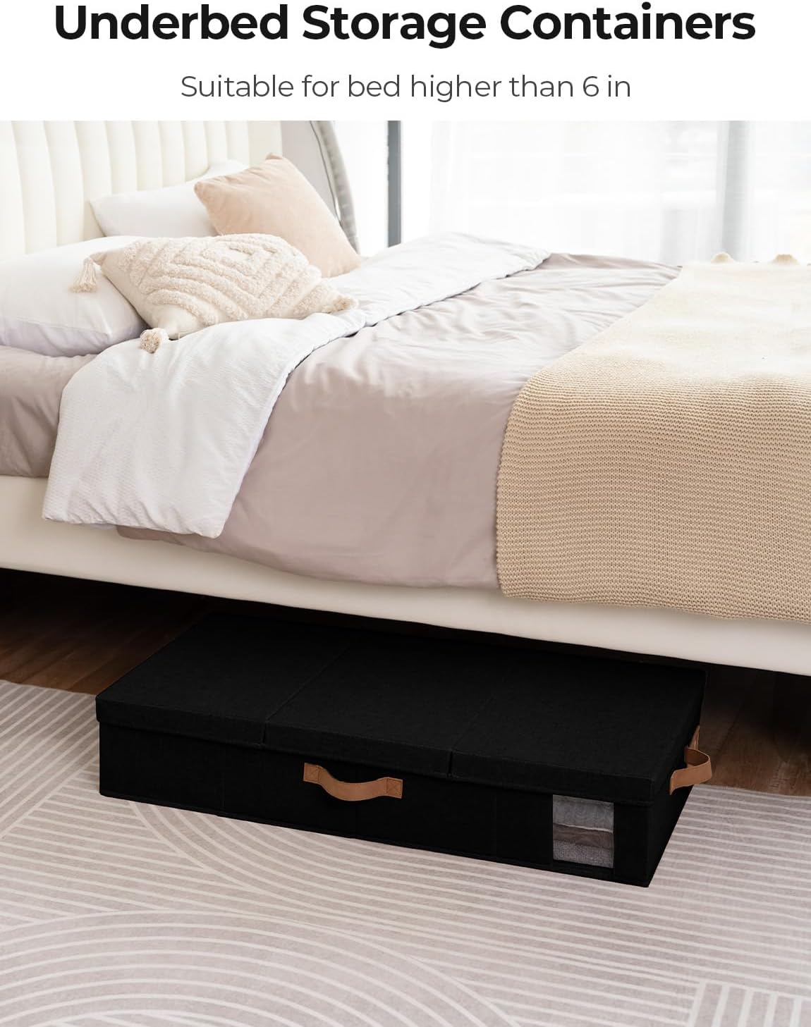 StorageWorks 2-Pack Large Under Bed Storage Bins with Lids, Underbed Storage Containers with Handles and Label Holder, Closet Organizer for Clothes, Blankets, Sweater