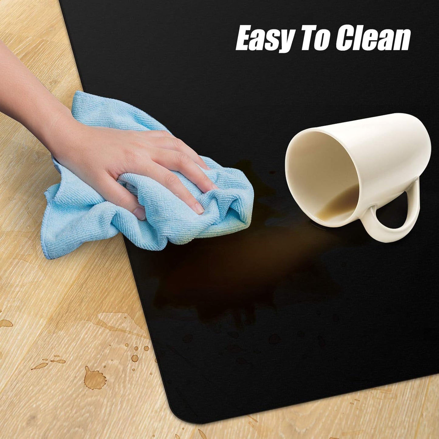 Kuyal Chair mat for Hardwood Floor 36 x 48 inches Rectangle Floor Mats Wood/Tile Protection Mat for Office & Home, Black