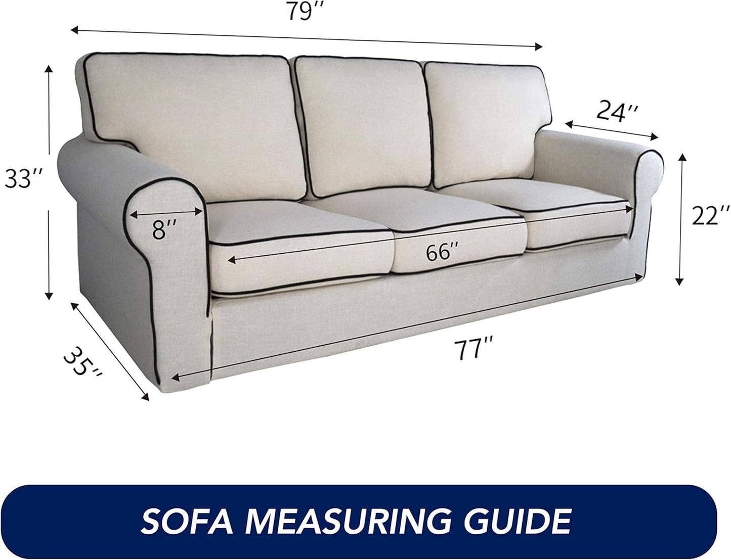 PureFit Reversible Quilted Sofa Cover, Water Resistant Slipcover Furniture Protector, Washable Couch Cover with Non Slip and Elastic Straps for Kids, Dogs, Pets (Sofa, Camel/Ivory)