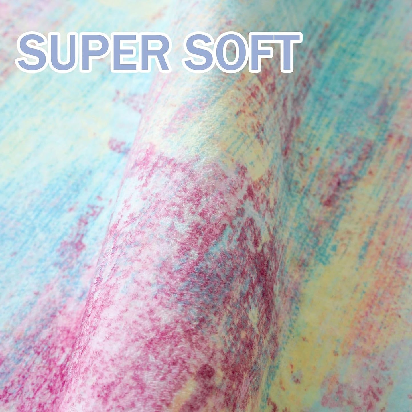 IOHOUZE Abstract Area Rugs 8x10 Ft Washable Large Rugs for Living Room, Non Slip Dining Room Rug, Printed Faux Wool Rugs for Bedroom, Floor Carpet for Office Nursery Playroom, Pink Teal