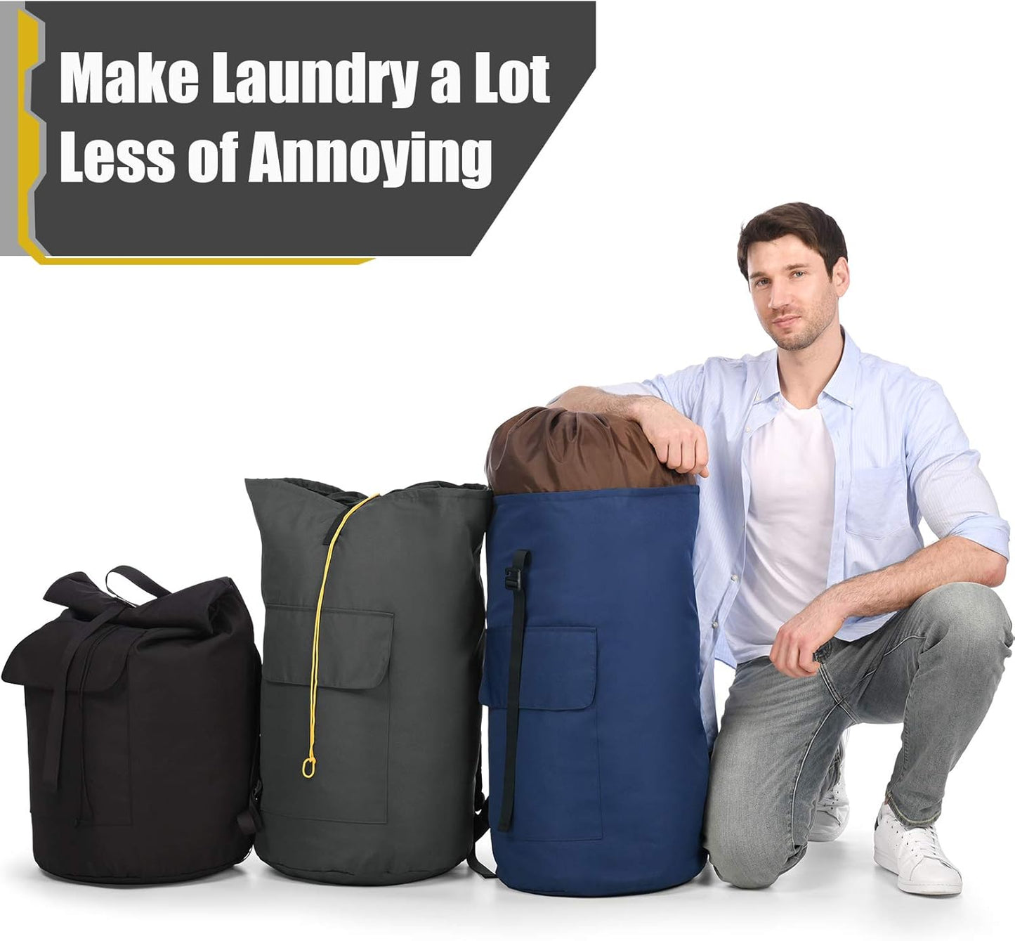 Laundry Bag Backpack Extra Large, 115L Laundry Backpack with Padded Shoulder Strap, Sturdy Travel Laundry Bags, Hanging Laundry Bag for College Dorm, Apartment, Clothes Hamper Bag for Laundromat