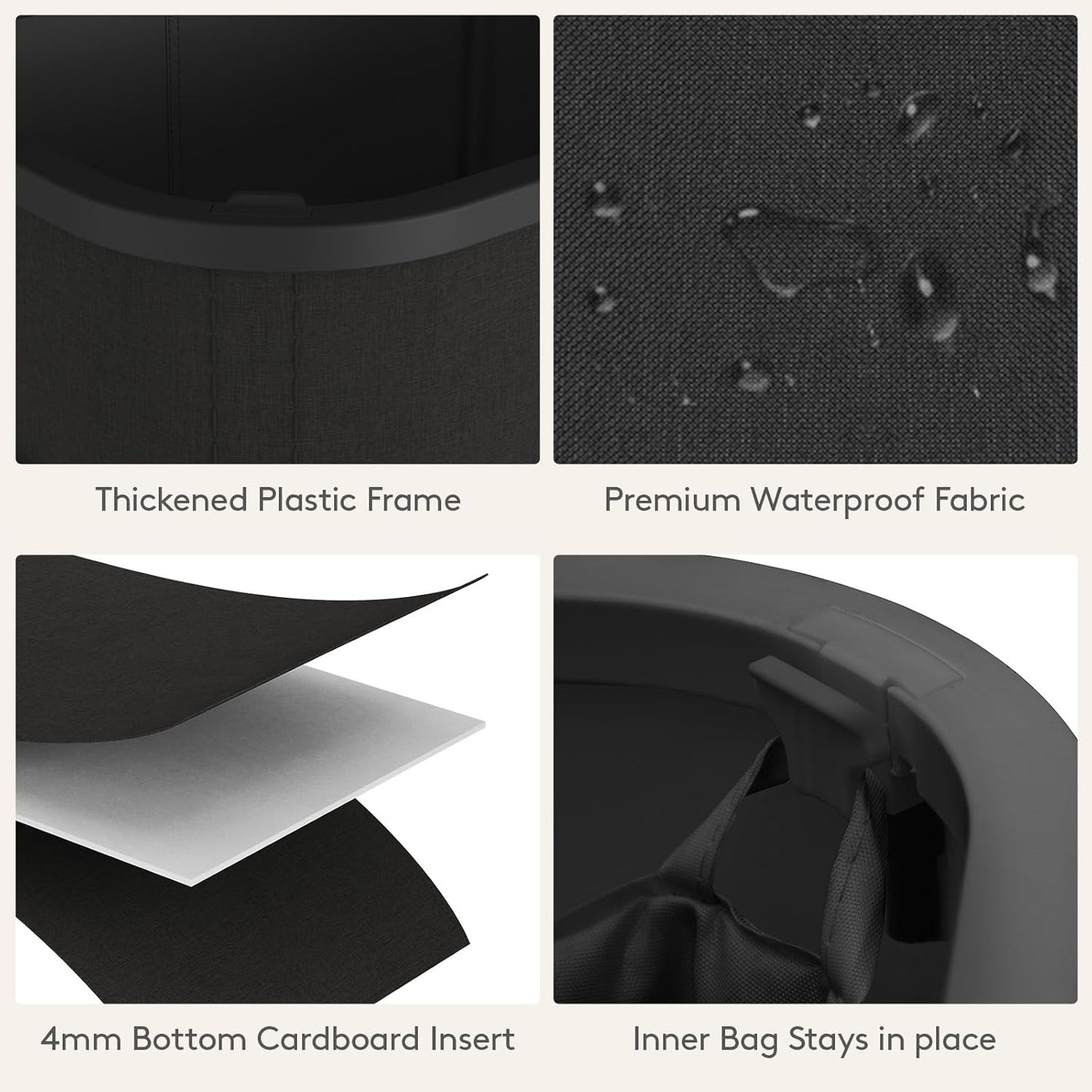 Lifewit 65L Slim Laundry Basket with Lid, Narrow Large Laundry Hamper with Plastic Handles and Removable Bag, Tall Foldable Dirty Clothes Hampers for Laundry Room, Bedroom, Bathroom, Dorm, Black