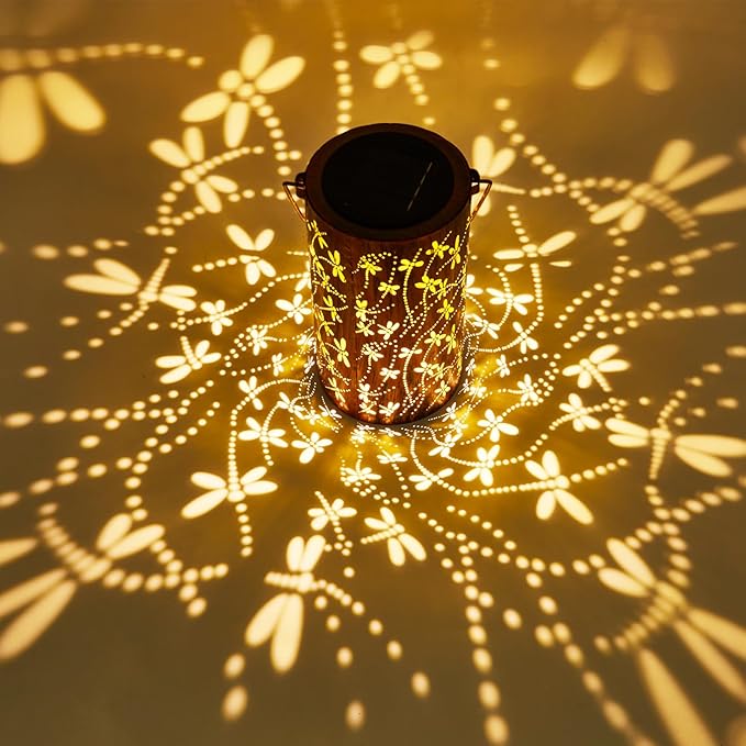 Dragonfly Solar Lights Outdoor Garden, Solar Lanterns Outdoor Waterproof, Led Decorative Garden Lights for Lawn, Landscape, Patio, Porch Hanging Lantern, Birthday Gift for Women, Ladies, Mom, Grandma