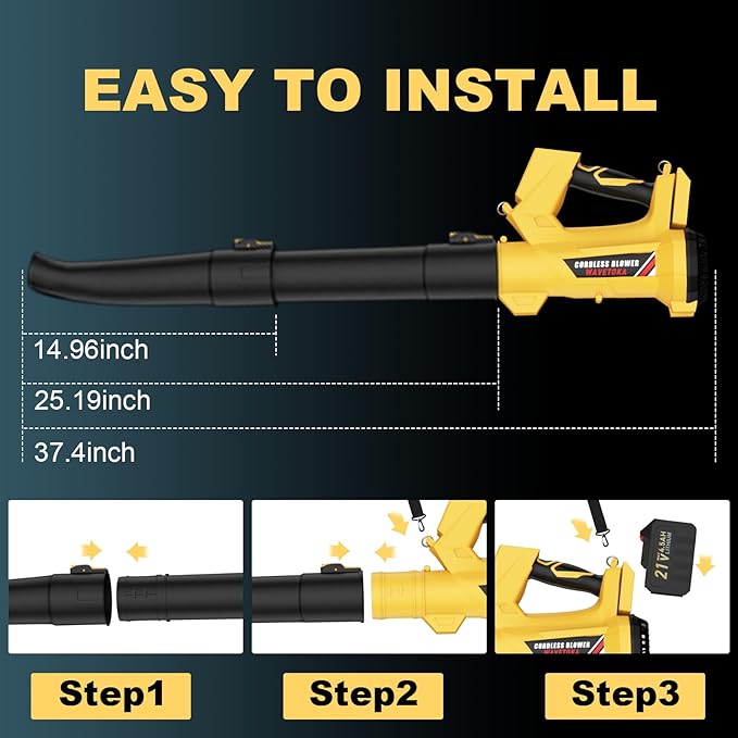 Cordless Leaf Blower with Battery and Charger, 540 CFM/170 MPH Electric Blower Cordless, 2 X 4.5Ah Lightweight Battery Operated Leaf Blower for Patio Cleaning Lawn Care Debris and Dust