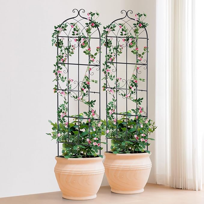 VEVOR Garden Trellis for Climbing Plants, 71 x 20 in, 6 Packs Rustproof Metal Garden Flower Trellis, Outdoor Climbing Rose Trellis Cucumbers Support, Decorative Clematis Trellis for Courtyards Lawns