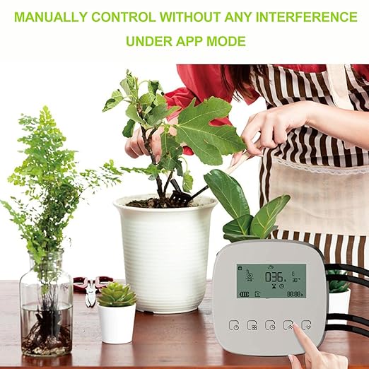 Drip Irrigation System, 2 Pumps for Zone Watering, Programmable Weekly Timer, 20 Adjustable Drippers & 35FT Tubing, Automatic Garden Watering Kit for Lawn/Greenhouse.44D