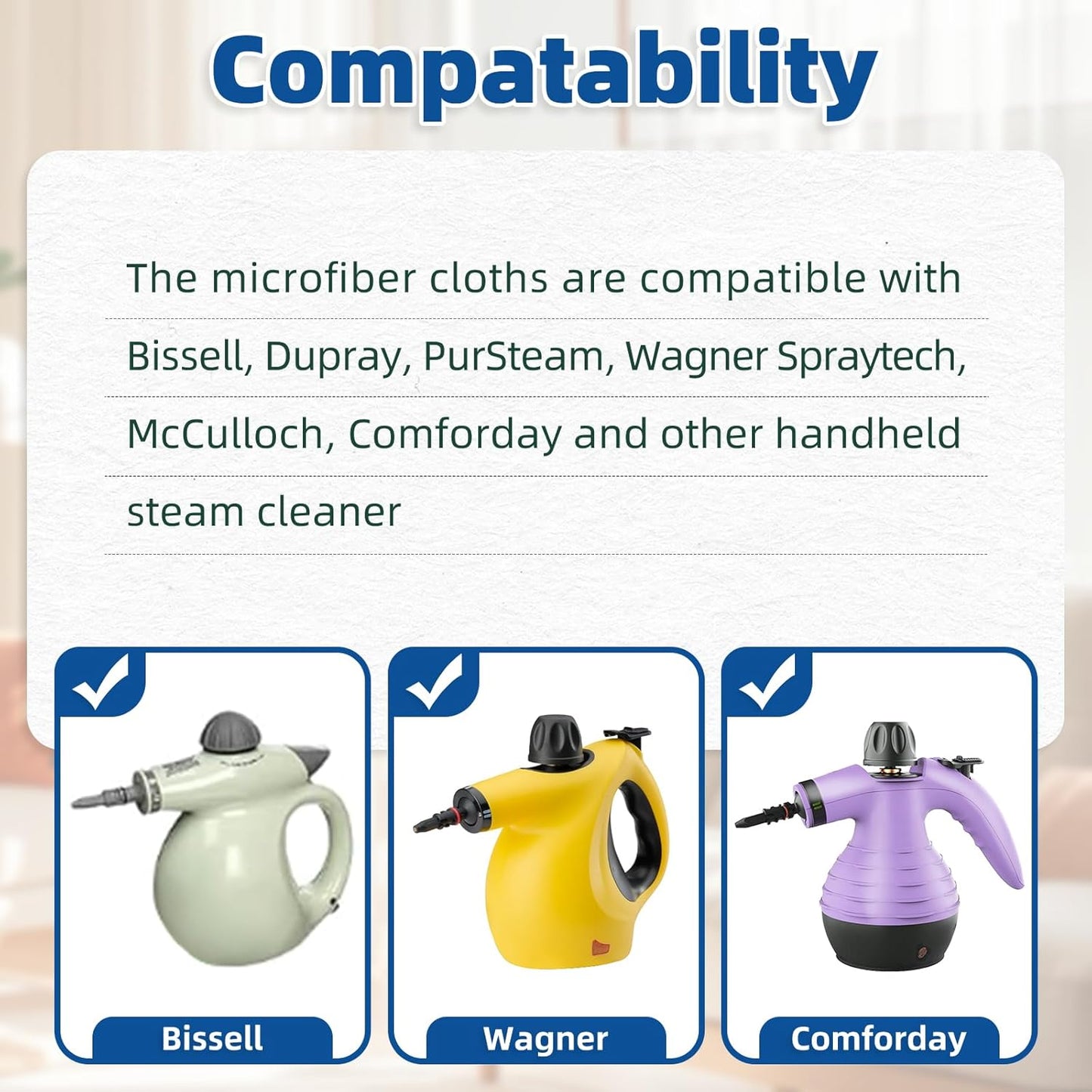 LOVECO 10 Pack Universal Microfiber Cloths for Handheld Steam Cleaner - Compatible with Bissell Steam Shot, Comforday, PurSteam, etc - Reusable Washable Microfiber Rags