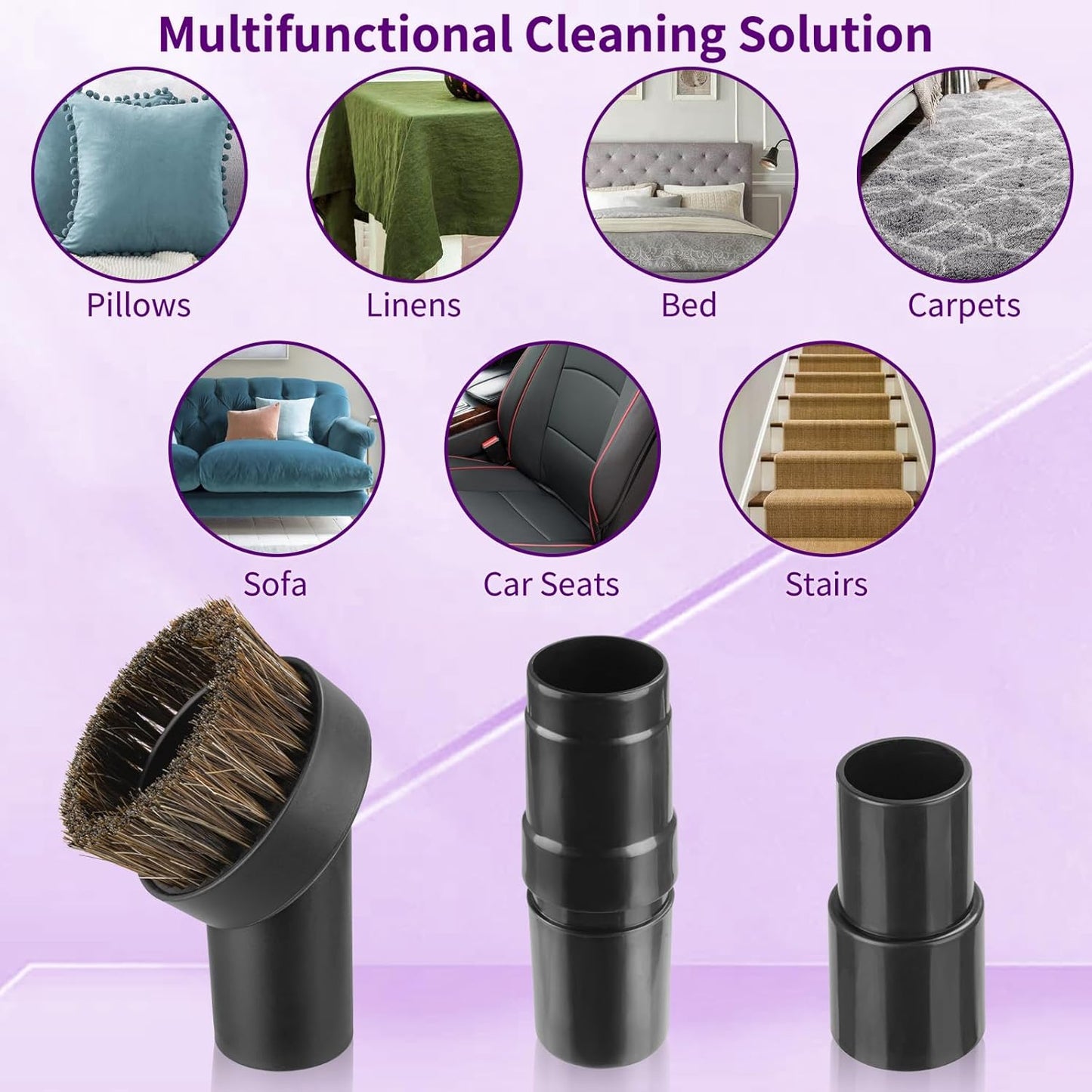 3 Pcs 25mm Soft Horsehair Vacuum Brush Attachment with Vacuum Hose Adapter for Shark Vacuum Attachments, Vacuum Attachment for Shop Vac Vacuum and Most Household Vacuum Cleaner