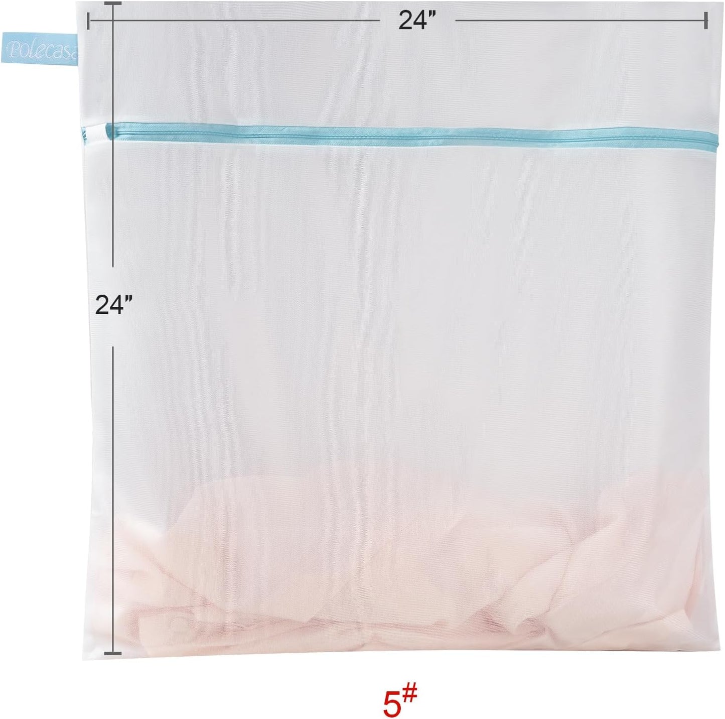 Polecasa 2Pcs 24 x 24 Inches Extra Durable Fine Mesh Laundry Bags with Sturdy Zipper for Delicates, Protect Clothes in Washing Machine, Laundry Room Essentials for College, Dorm (2 X-Large)