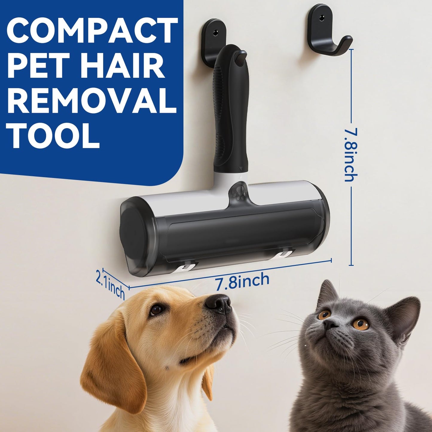 Belife Pet Hair Remover Roller Reusable Lint Roller for Dog and Cat Hair, Multi-Surface Pet Hair Removal Tool for Couch, Furniture, Carpet, Clothes, Bedding (Black)