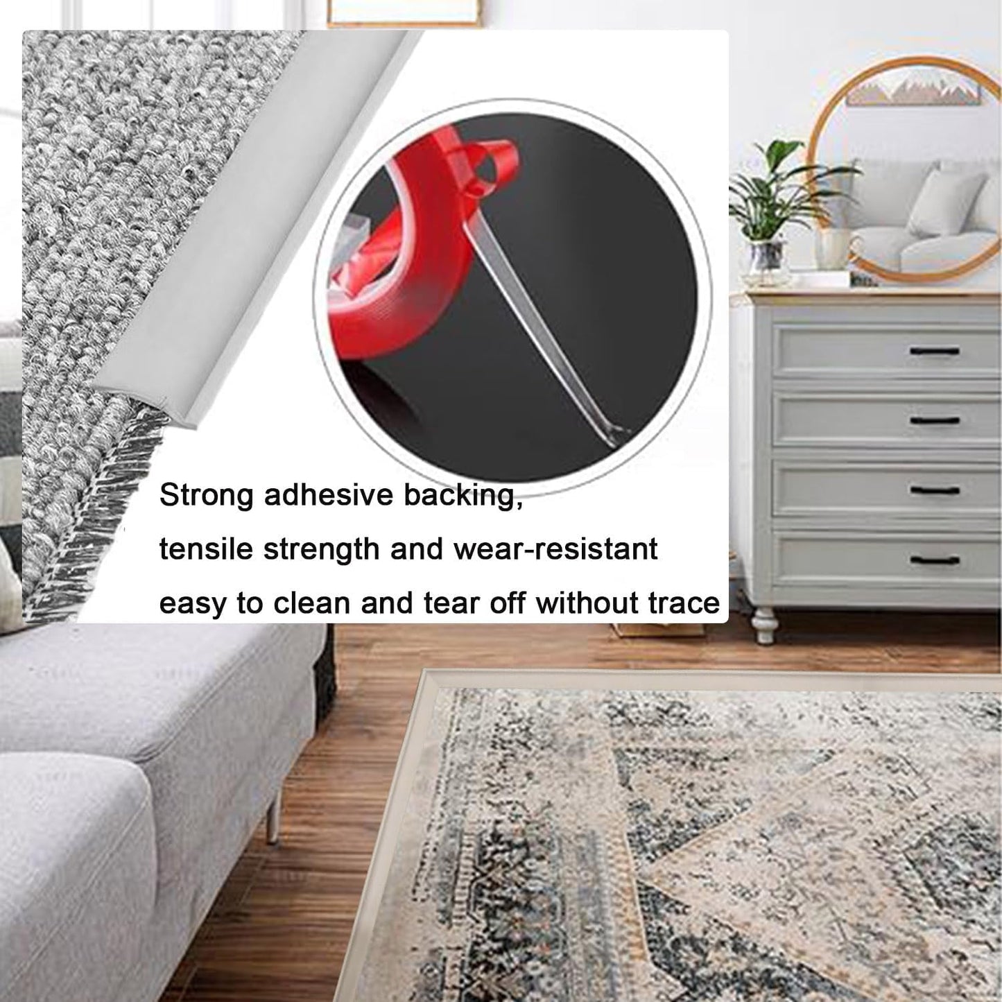Self Adhesive Carpet Transition Strip with Edge Trim, Designed for Seamless Transitions from Carpet to Tile or Vinyl Floors, Perfect for Doorways.(Brown,22ft)