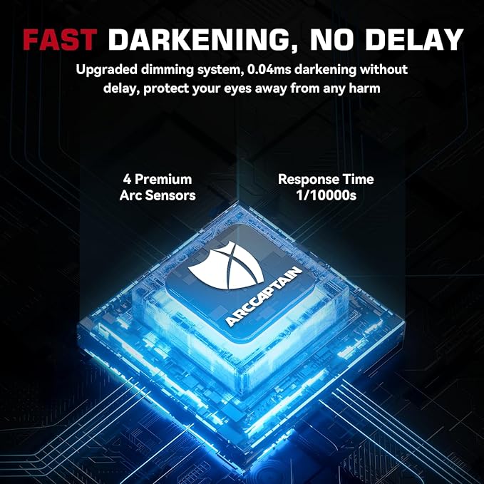 ARCCAPTAIN Auto Darkening Welding Helmet, 1/1/1/1 Top Optical Clarity Welder Helmet, 4 Arc Sensor 1/25000s Response Time True Color,Color06