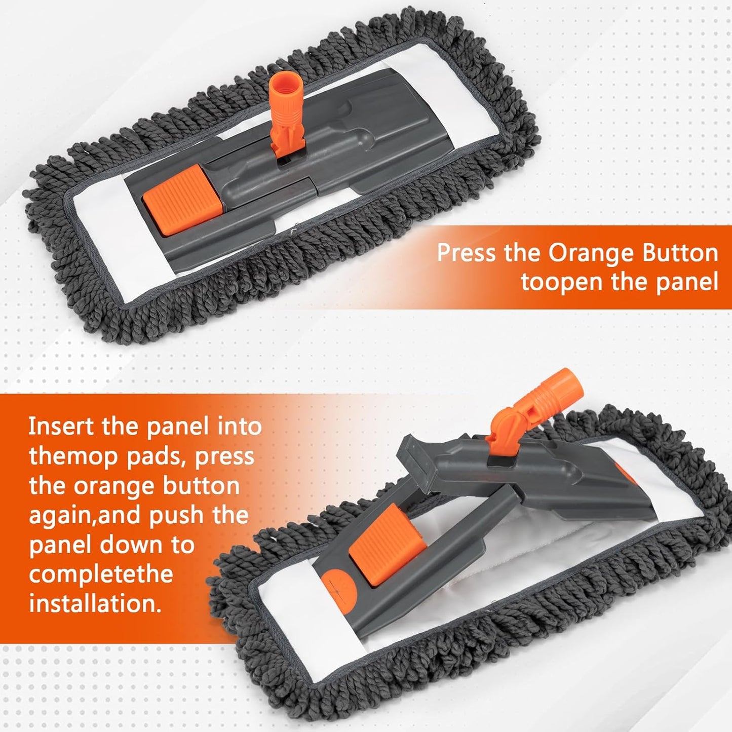 Dust Mop for Floor Cleaning with 3 Washable Pads (Chenille, Terry Cloth, Microfiber) and 55” Long Stainless Steel Handle,Microfiber Mop for Hardwood Floors, Tile, Marble Floors