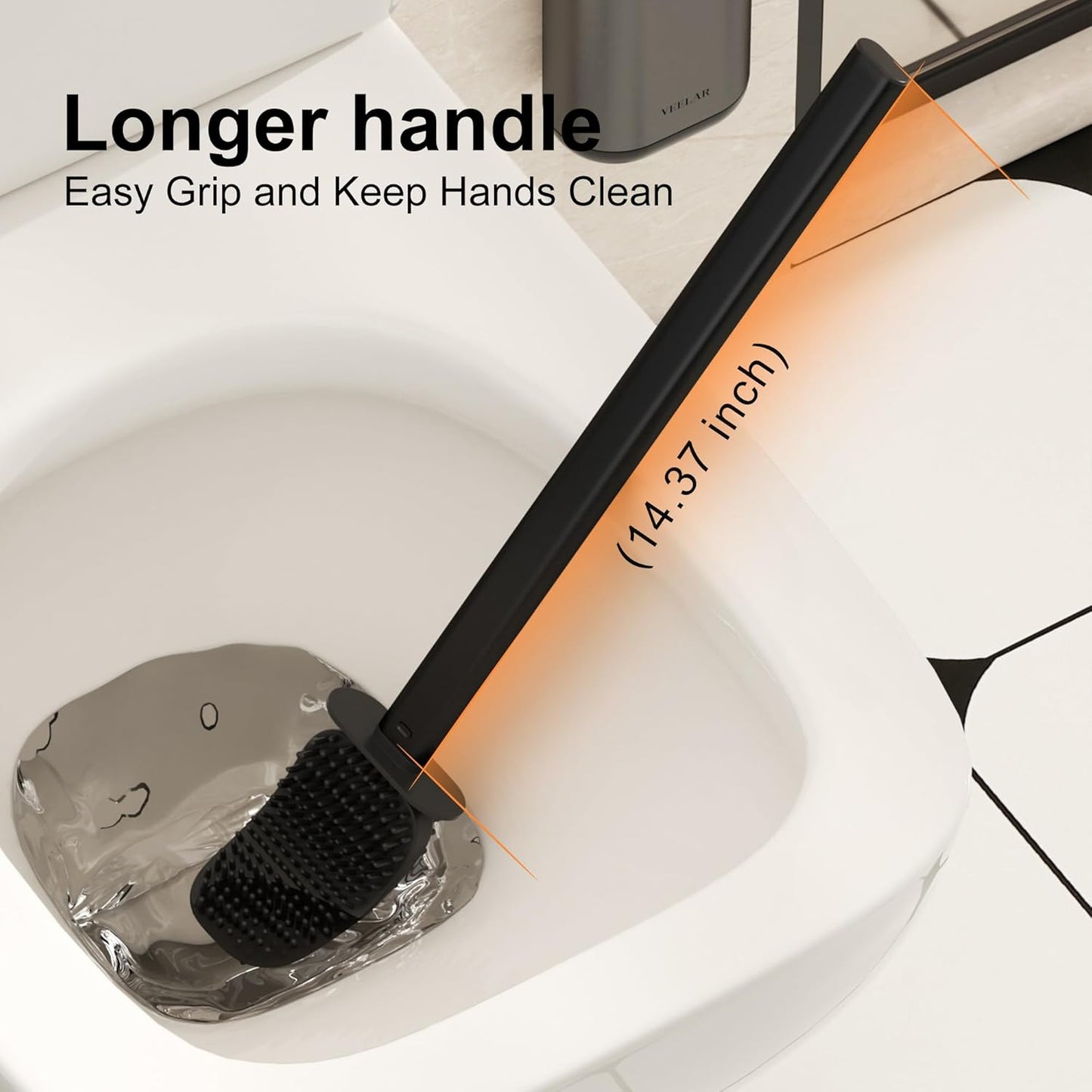 Toilet Brush and Holder Set - Wall Mounted Bathroom Scrub Brush, Toilet Bowl Brush and Plunger Set for Bathroom Cleaner (Grey)