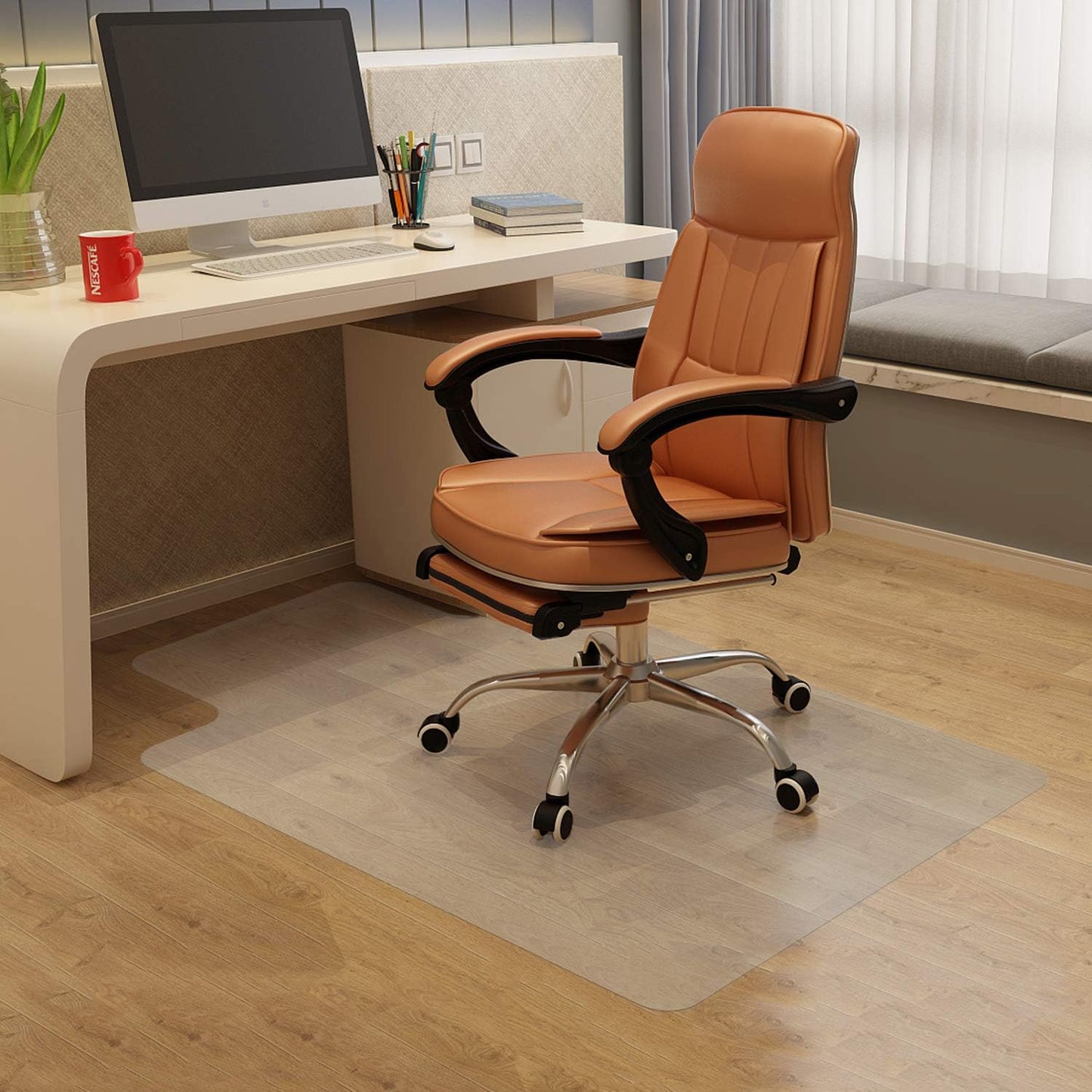 Office Chair Mat for Hardwood Floor, 48”x 36” Clear Floor Protector Mat for Office Chair, Vinyl Desk Chair Mat for Hard Floors, Easy Glide for Chairs