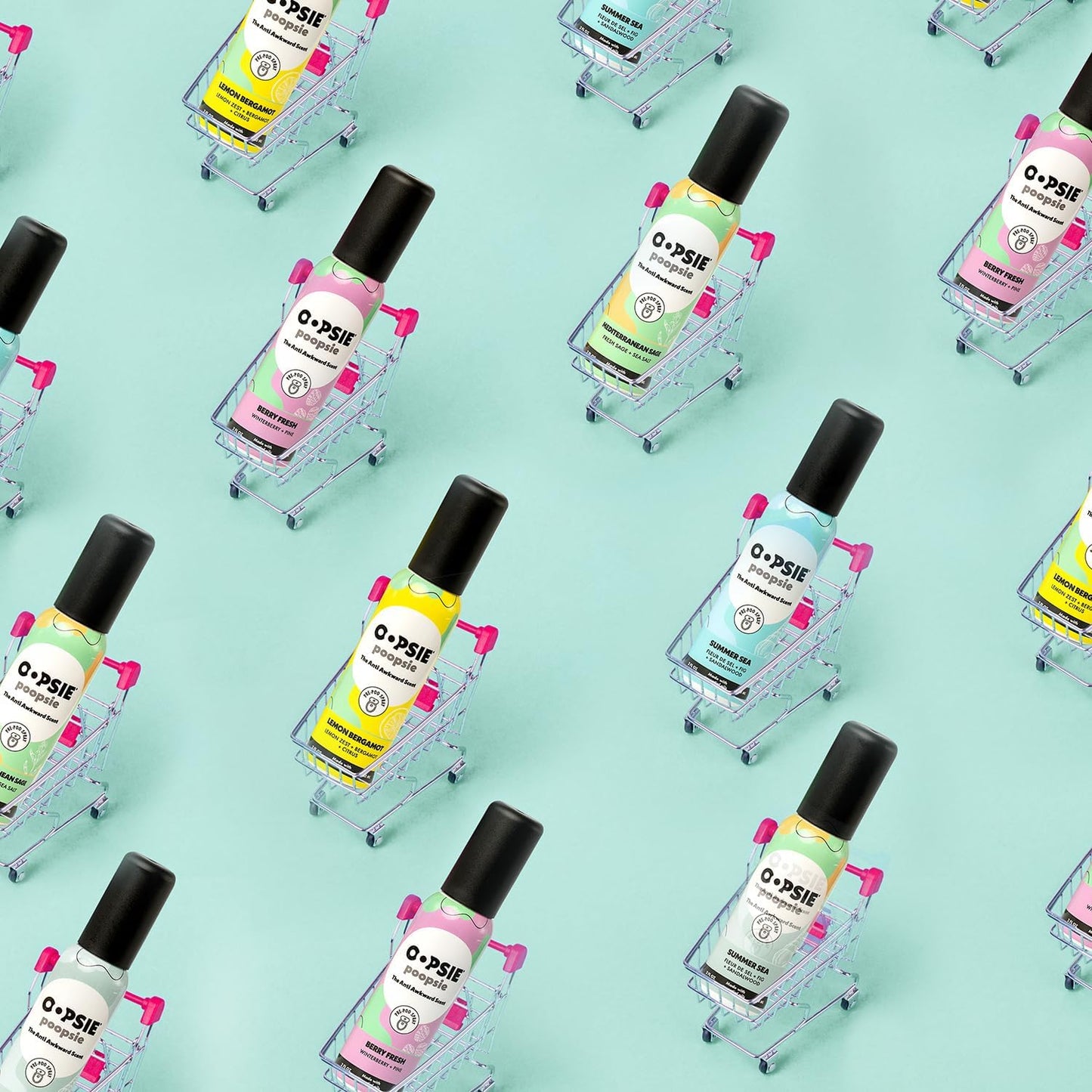 OOPSIE POOPSIE - Summer Sea - Before & After You Go Toilet Spray 2oz - Portable Odor Eliminator - 4 Pack