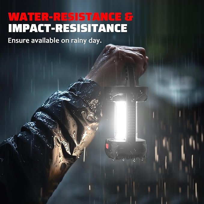 Camping Lantern Rechargeable, 2000LM Rechargeable Lantern with 4400mAh Battery, Waterproof LED Camping Light with 4 Modes, Portable Lanterns for Power Outages, Hurricane and Outdoor Use