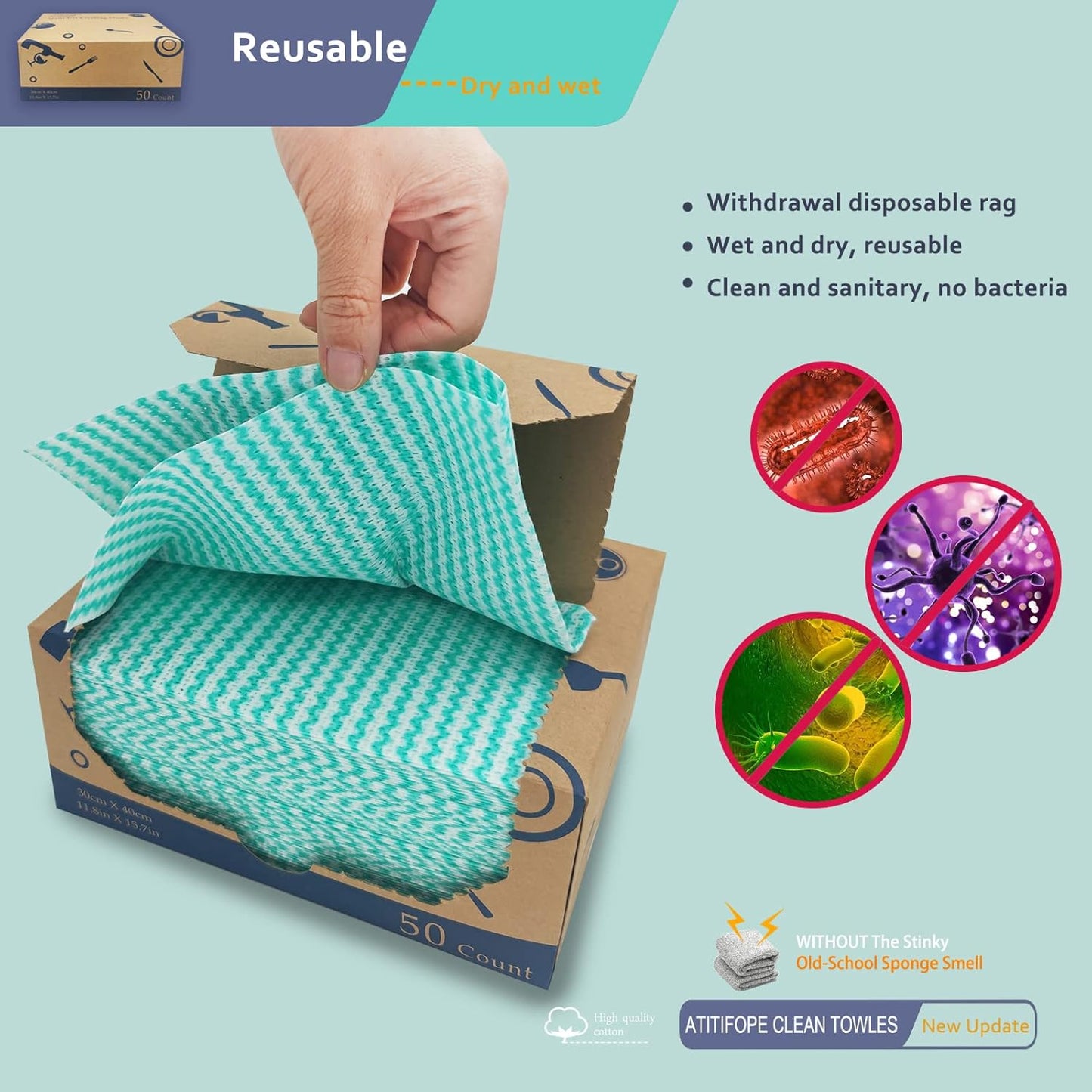 Heavy Duty Wipes Dish Cloths 50Pieces Reusable Wipes Multi-use Cleaning Cloths Towels