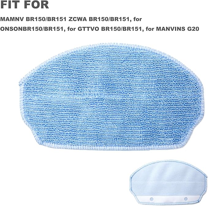 Robot Vacuum Mop Pads Replacement Parts Fit for MAMNV BR150/BR151, for ZCWA BR150/BR151, for ONSON BR150/BR151, for GTTVO BR150/BR151, for MANVINS G20 (3PC-MOP PAD& 2MOP), b-2-1