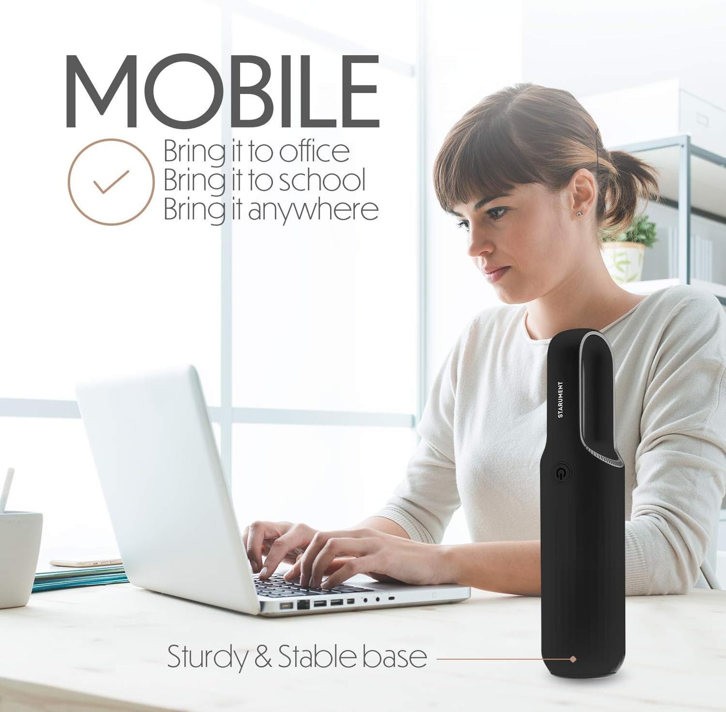 STARUMENT Portable Hand Vacuum Cleaner Handheld Cordless Cleaner for Dust Pet Hair Dirt Home Car Interior Lightweight, Easy to Use, Compact Design Battery Rechargeable with USB-C Cable - Black